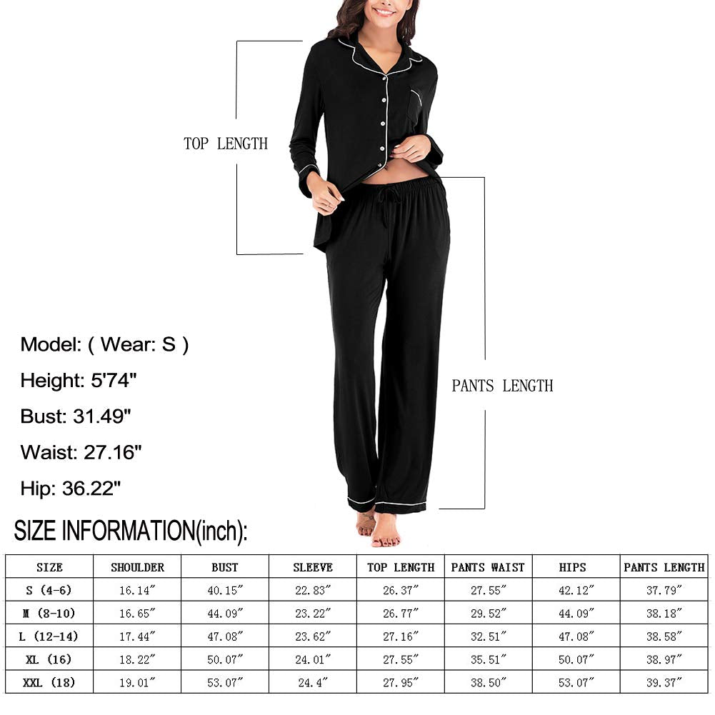 Aamikast Women's Pajama Sets Long Sleeve Button Down Sleepwear Nightwear Soft Pjs Lounge Sets